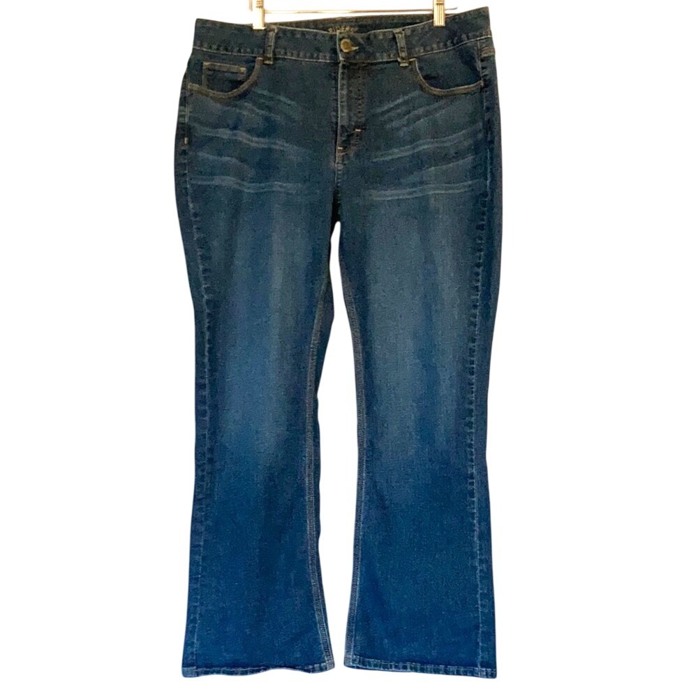 Western Boho Bootcut Jeans Denim Riders by Lee Embellished Pockets 16M Womens